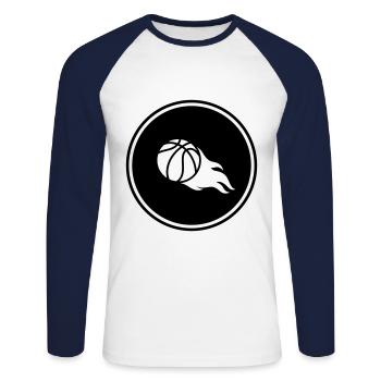 Flamme de basket-ball - T-shirt baseball manches longues Homme - blanc/marine - Devant - Nik (191cm)