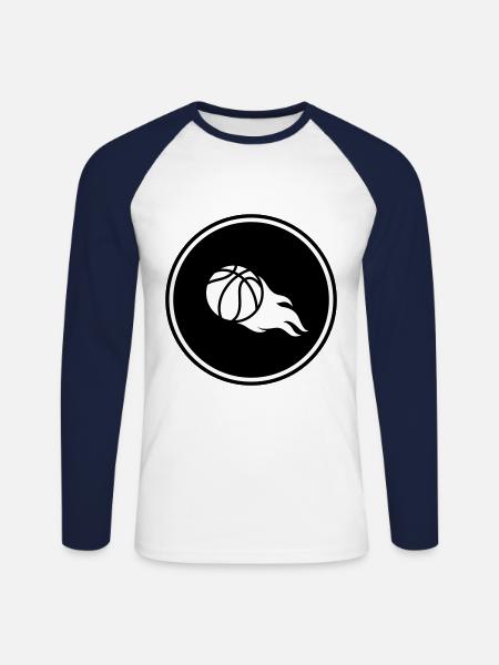 Basketball flame - Unisex Long Sleeve Baseball T-Shirt - white/navy