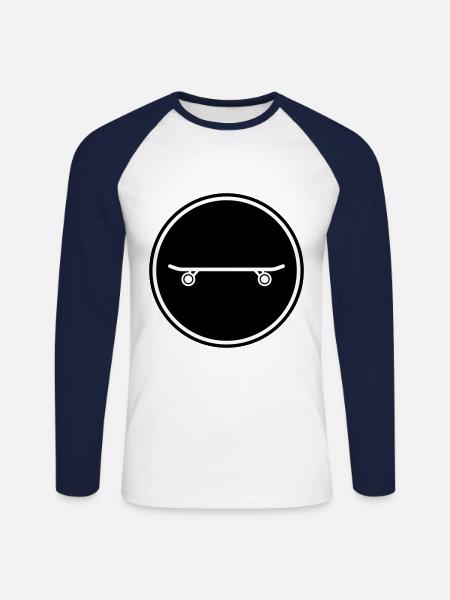 Skateboard symbol - Unisex Long Sleeve Baseball T-Shirt - white/navy