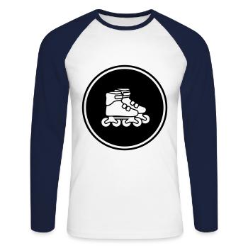 Inline skates symbol - Unisex Baseballshirt langarm - Weiß/Navy - Vorne - Nik (191cm)