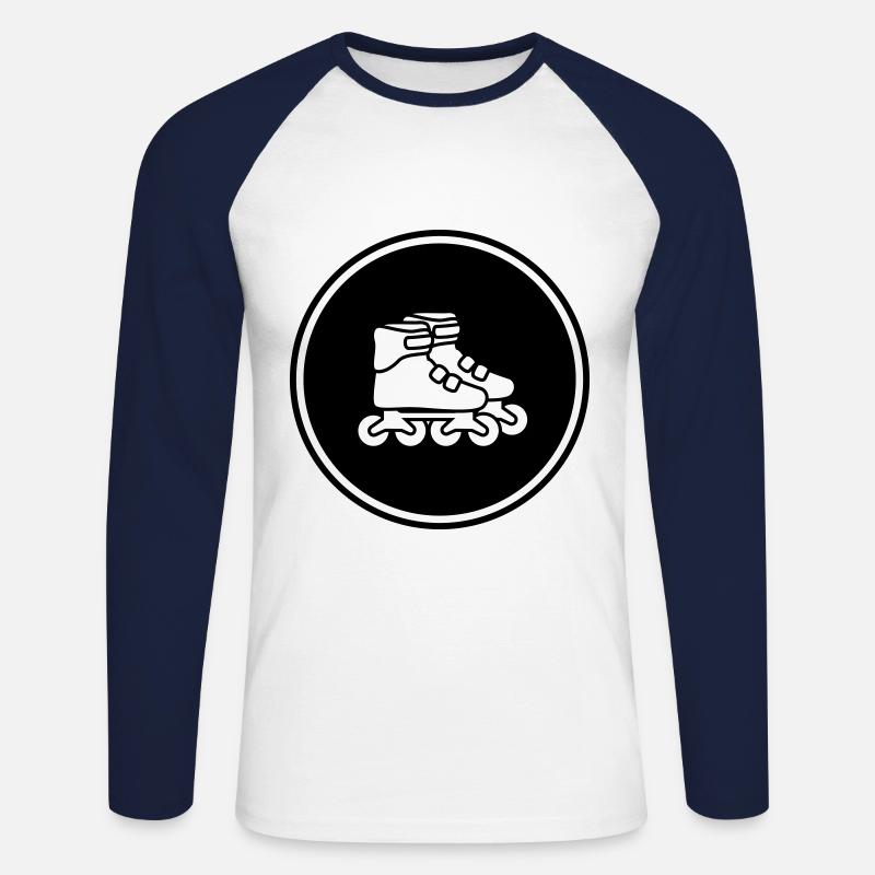 Inline skates symbol - Unisex Baseballshirt langarm - Weiß/Navy