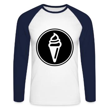 Icône d’icône de glace - T-shirt baseball manches longues Homme - blanc/marine - Devant - Nik (191cm)