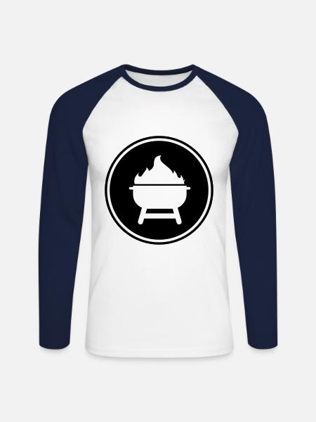 Icône Grill - T-shirt baseball manches longues Homme - blanc/marine