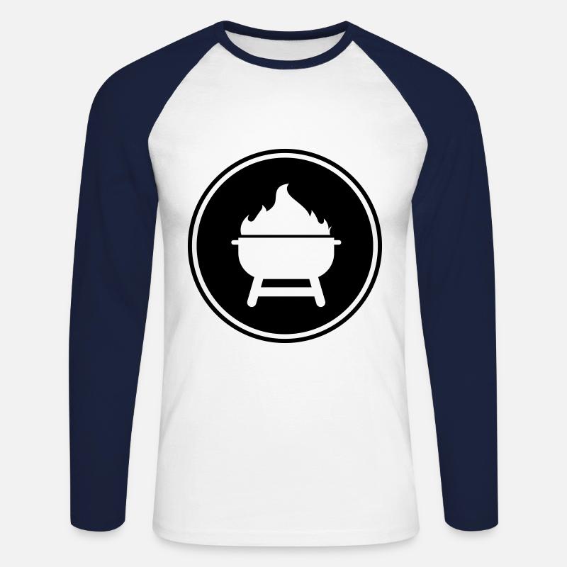 Grill Symbol - Unisex Baseballshirt langarm - Weiß/Navy