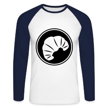 Icône croissant - T-shirt baseball manches longues Homme - blanc/marine - Devant - Nik (191cm)