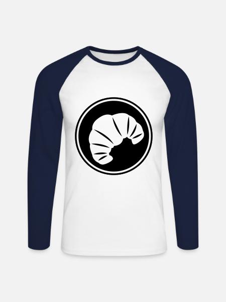 Croissant icon - Unisex Long Sleeve Baseball T-Shirt - white/navy