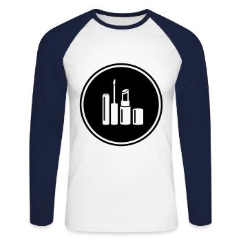 Make Up Cosmetics Icon - Unisex Long Sleeve Baseball T-Shirt - white/navy - Front - Nik (191cm)