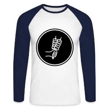 Spieß grill Icon - Unisex Baseballshirt langarm - Weiß/Navy - Vorne - Nik (191cm)