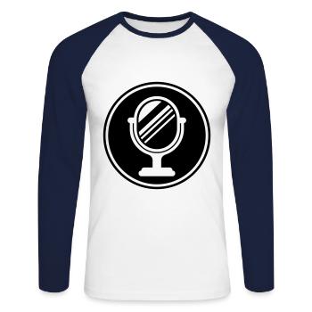 Mirror Icon Silhouette - Unisex Long Sleeve Baseball T-Shirt - white/navy - Front - Nik (191cm)