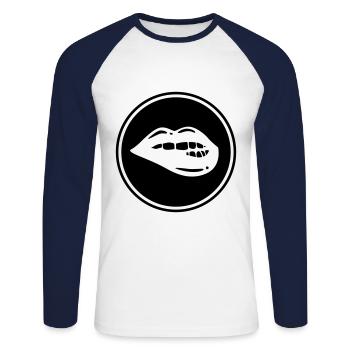 Symbole de lèvre - T-shirt baseball manches longues Homme - blanc/marine - Devant - Nik (191cm)