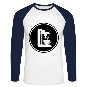 Symbole de machine à café - T-shirt baseball manches longues Homme - blanc/marine - Devant - Nik (191cm)