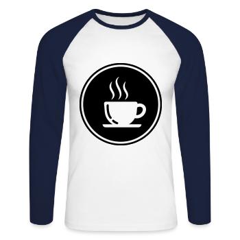 Coffee cup - Unisex Long Sleeve Baseball T-Shirt - white/navy - Front - Nik (191cm)