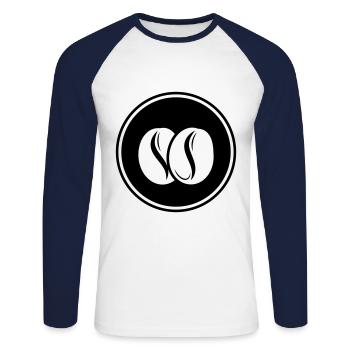 Coffee bean symbol - Unisex Long Sleeve Baseball T-Shirt - white/navy - Front - Nik (191cm)