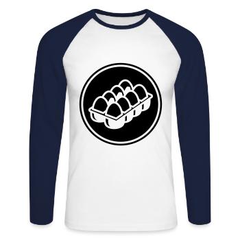 Eier symbol - Unisex Baseballshirt langarm - Weiß/Navy - Vorne - Nik (191cm)