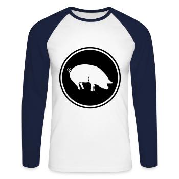 Pig Animal - Unisex Long Sleeve Baseball T-Shirt - white/navy - Front - Nik (191cm)
