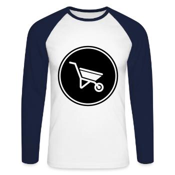 Schubkarre Symbol - Unisex Baseballshirt langarm - Weiß/Navy - Vorne - Nik (191cm)