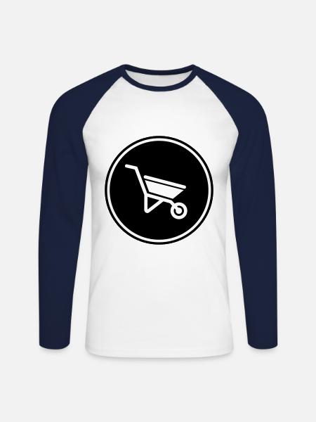 Wheelbarrow symbol - Unisex Long Sleeve Baseball T-Shirt - white/navy