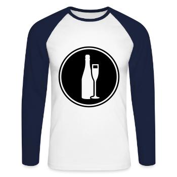 Red wine symbol - Unisex Long Sleeve Baseball T-Shirt - white/navy - Front - Nik (191cm)