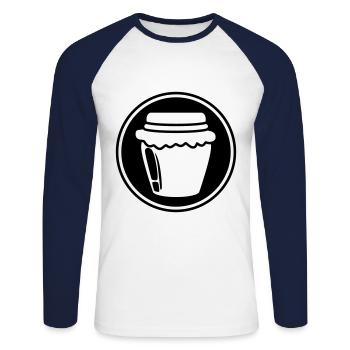 Abeille symbole miel - T-shirt baseball manches longues Homme - blanc/marine - Devant - Nik (191cm)