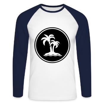 palm island symbol - Unisex Long Sleeve Baseball T-Shirt - white/navy - Front - Nik (191cm)