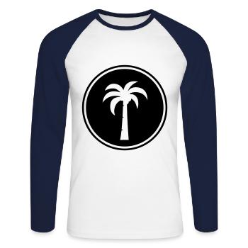 symbole de la paume - T-shirt baseball manches longues Homme - blanc/marine - Devant - Nik (191cm)