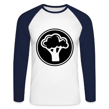 Légumes au brocoli - T-shirt baseball manches longues Homme - blanc/marine - Devant - Nik (191cm)