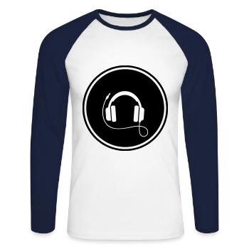 Symbole de musique casque - T-shirt baseball manches longues Homme - blanc/marine - Devant - Nik (191cm)