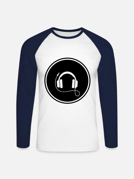 Kopfhörer Musik Symbol - Unisex Baseballshirt langarm - Weiß/Navy