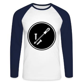 Symbole du tournevis - T-shirt baseball manches longues Homme - blanc/marine - Devant - Nik (191cm)