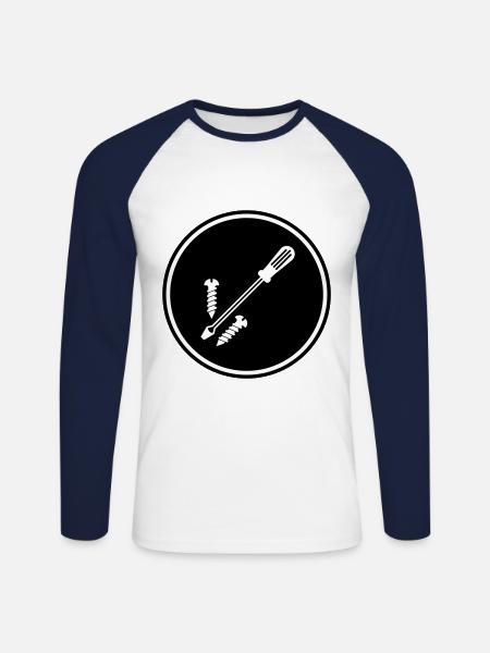 Screwdriver Symbol - Unisex Long Sleeve Baseball T-Shirt - white/navy