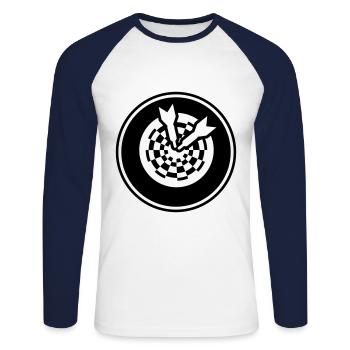 Fléchettes 180 Symbole - T-shirt baseball manches longues Homme - blanc/marine - Devant - Nik (191cm)