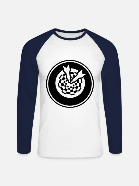 Darts 180 Symbol - Unisex Long Sleeve Baseball T-Shirt - white/navy