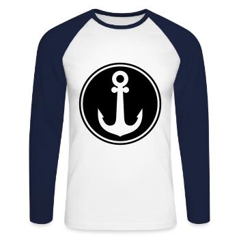 Anchor Icon - Unisex Long Sleeve Baseball T-Shirt - white/navy - Front - Nik (191cm)