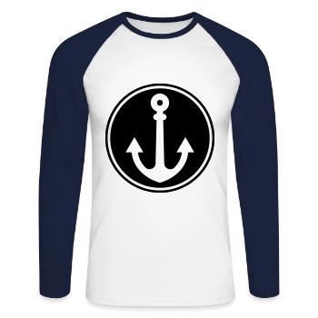 Anker form - Unisex Baseballshirt langarm - Weiß/Navy - Vorne - Nik (191cm)