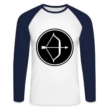 Pfeil und Bogen - Unisex Baseballshirt langarm - Weiß/Navy - Vorne - Nik (191cm)