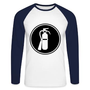 Icône extincteur - T-shirt baseball manches longues Homme - blanc/marine - Devant - Nik (191cm)
