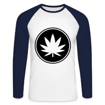 Hemp Leaf Icon - Unisex Long Sleeve Baseball T-Shirt - white/navy - Front - Nik (191cm)
