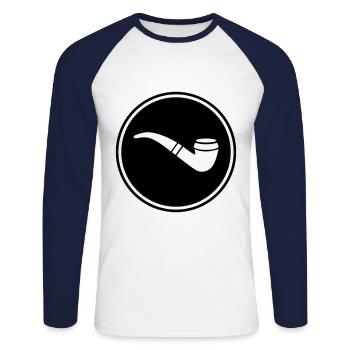 Smoking a pipe - Unisex Long Sleeve Baseball T-Shirt - white/navy - Front - Nik (191cm)