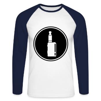 E-Zigarette Silhouette - Unisex Baseballshirt langarm - Weiß/Navy - Vorne - Nik (191cm)