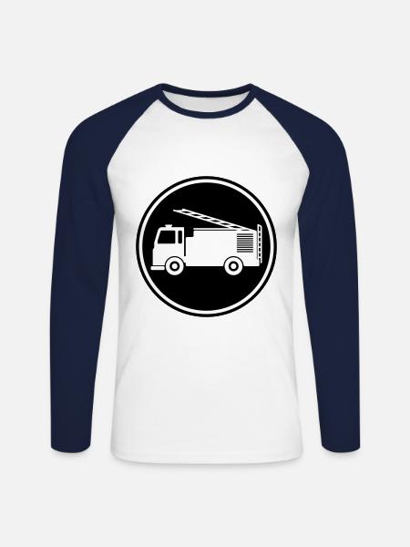 Fire engine - Unisex Long Sleeve Baseball T-Shirt - white/navy