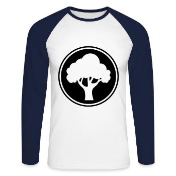 Baum Natur Symbol - Unisex Baseballshirt langarm - Weiß/Navy - Vorne - Nik (191cm)