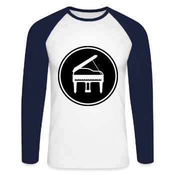 Klavier musik - Unisex Baseballshirt langarm - Weiß/Navy - Vorne - Nik (191cm)