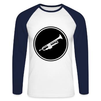 Trompete musik - Unisex Baseballshirt langarm - Weiß/Navy - Vorne - Nik (191cm)
