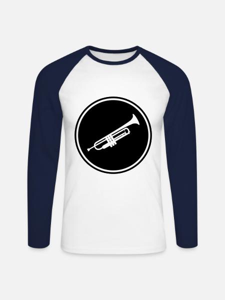 Trompete musik - Unisex Baseballshirt langarm - Weiß/Navy