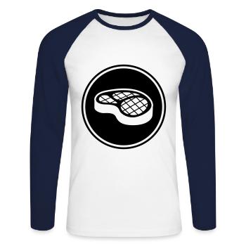 Symbole du steak de viande - T-shirt baseball manches longues Homme - blanc/marine - Devant - Nik (191cm)
