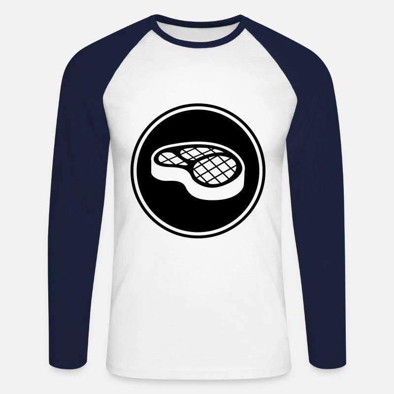 Fleisch steak symbol - Unisex Baseballshirt langarm - Weiß/Navy
