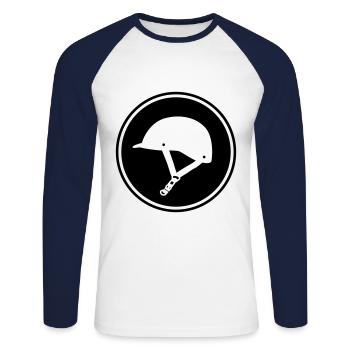 Icône de chapeau d'équitation - T-shirt baseball manches longues Homme - blanc/marine - Devant - Nik (191cm)