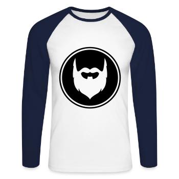 Symbole de barbe - T-shirt baseball manches longues Homme - blanc/marine - Devant - Nik (191cm)