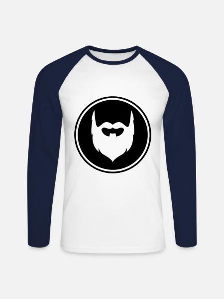 Beard symbol - Unisex Long Sleeve Baseball T-Shirt - white/navy