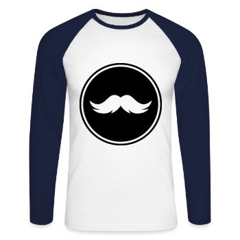 icône de moustache - T-shirt baseball manches longues Homme - blanc/marine - Devant - Nik (191cm)